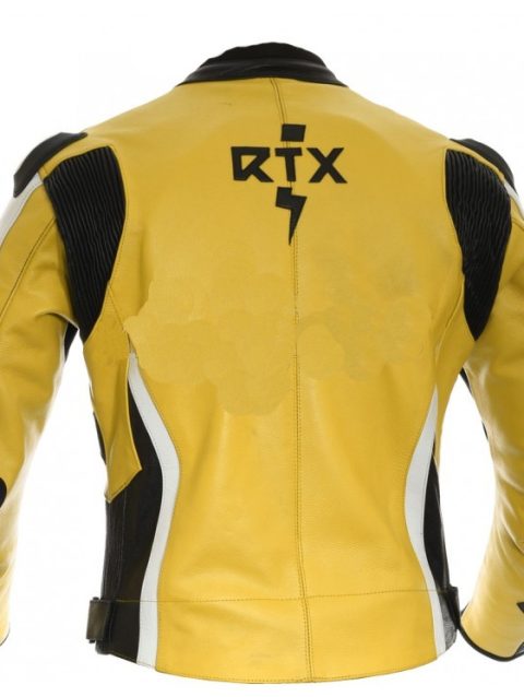 Yellow Motorcyclist Racer Leather Biker Jacket For Men